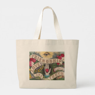 vintage-grafische Gestaltung Herz und Hand Jumbo Stoffbeutel