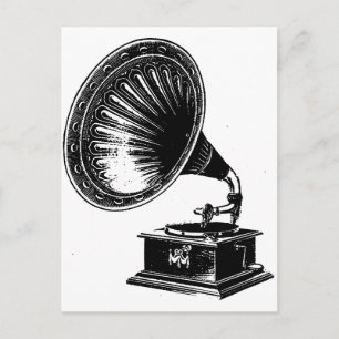 Vintage Gramophone Postkarte