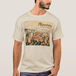 Vintage Granada Spain Alhambra Watercolor Travel T-Shirt