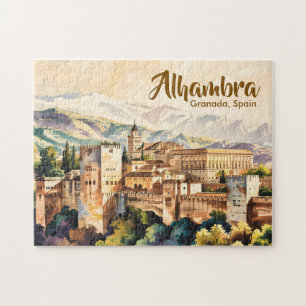 Vintage Granada Spanien Alhambra Aquarell Reise Puzzle
