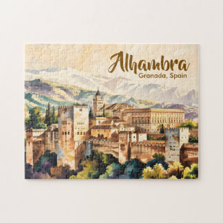 Vintage Granada Spanien Alhambra Aquarell Reise Puzzle