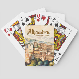 Vintage Granada Spanien Alhambra Aquarell Reise Spielkarten