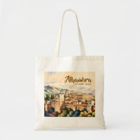 Vintage Granada Spanien Alhambra Aquarell Reise
