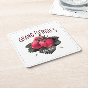 Vintage Grand Berries Erdbeeren Fügen Sie Ihren Na Rechteckiger Pappuntersetzer