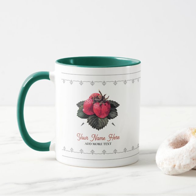 Vintage Grand Berries Erdbeeren Ihren Namen hinzuf Tasse (Mit Donut)