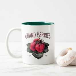 Vintage Grand Berries Erdbeeren Ihren Namen hinzuf Zweifarbige Tasse