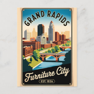 Vintage Grand Rapids Michigan Furniture City Retro Postkarte