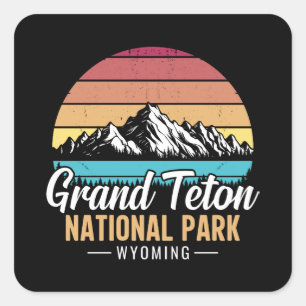Vintage Grand Teton National Park Wyoming USA– Quadratischer Aufkleber