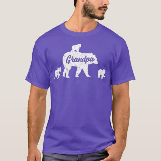 Vintage Grandpa Bear 3 Cubs Fathers Day T-Shirt