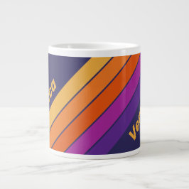 Vintage Grape Rainbow Stripes with Name Jumbo-Tasse
