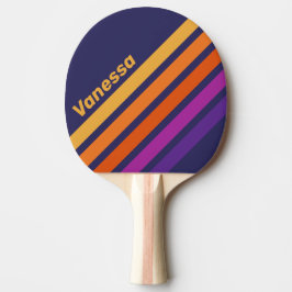 Vintage Grape Regenbogen Winkel Streifen mit Namen Tischtennis Schläger
