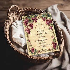 Vintage Grape Vineyard Botanical Baby Shower Einladung