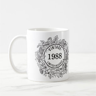Vintage Grapevine Wein Stempel, Geburtsjahr hinzuf Tasse