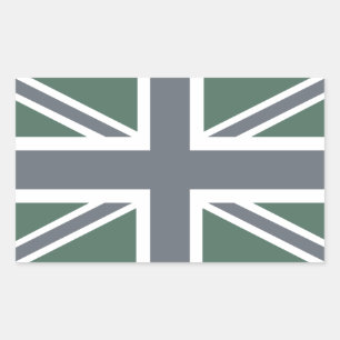 Vintage Grau Klassischer Union Jack Britischer(UK) Rechteckiger Aufkleber