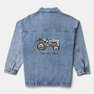 Vintage Grau massey fergison Traktor Jeansjacke