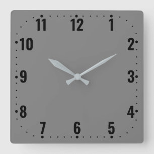 Vintage Grau mit Zahlen - Rahmenlos Quadratische Wanduhr
