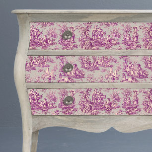 Vintage Grau Rosa Französische Toile de Jouy Flora Seidenpapier