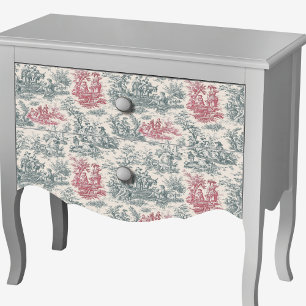 Vintage Grau Rot Toile de Jouy Floral Seidenpapier