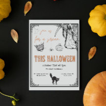 Vintage Grau Schwarz Orange Katze Halloween-Party