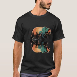 Vintage-Graubär-Wasserreflexion-Wildnis T-Shirt
