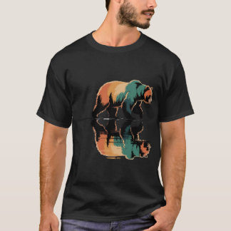 Vintage-Graubär-Wasserreflexion-Wildnis T-Shirt