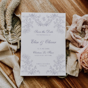 Vintage Graue Chinoiserie-Monogramm-Hochzeit Save The Date