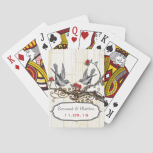 Vintage Graue Liebesvogel-Hochzeitsgeschenk-Spielk Spielkarten