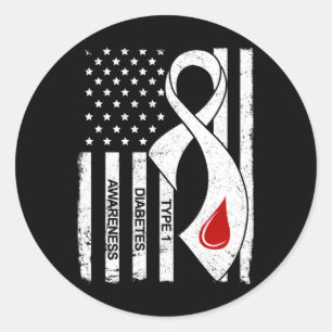 Vintage graue Ribbon amerikanische Flagge Typ 1 Di Runder Aufkleber