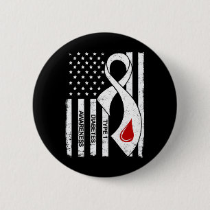 Vintage Graue Schleife Amerikanische Flagge Typ-1- Button