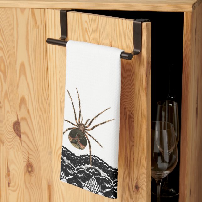 Vintage graue Spider Lace Gothic Halloween Geschirrtuch (Drittel gefaltet)