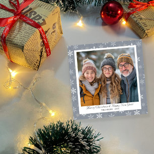Vintage Graue und weiße Schneeflocken Ferienkarte Feiertagskarte