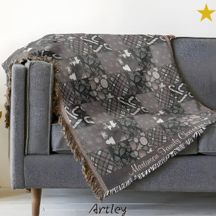 Vintage Graue Weihnachts-Patchwork-Quilt-Familienn Decke