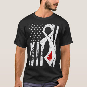 Vintage Graues Band Amerikanische Flagge Typ-1-Dia T-Shirt