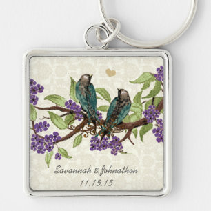 Vintage Grauvögel Gelbe Blume Hochzeitskette Schlüsselanhänger