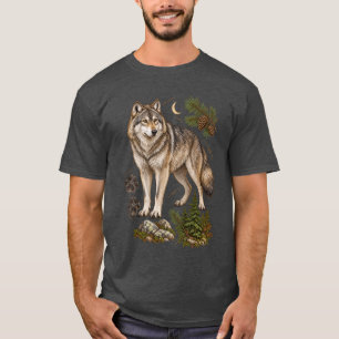 Vintage Grauwolf Feldführer Wildlife Art T-Shirt