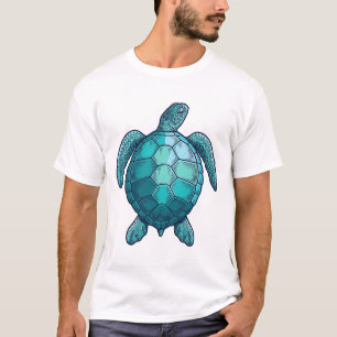 Vintage gravierte blaue Meeresschildkröte Vektor D T-Shirt