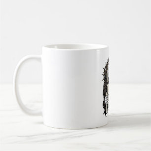 Vintage gravierte gekrönte Heilige Gesicht Vektor Kaffeetasse