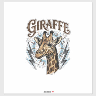 Vintage gravierte Giraffe-Blitz-T-Shirt-Design_ Aufkleber