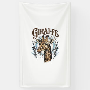 Vintage gravierte Giraffe-Blitz-T-Shirt-Design_ Banner