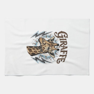 Vintage gravierte Giraffe Blitz T-Shirt Design_ Geschirrtuch