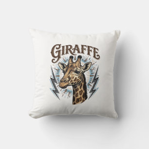 Vintage gravierte Giraffe-Blitz-T-Shirt-Design_ Kissen
