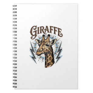 Vintage gravierte Giraffe Blitz T-Shirt Design_ Notizblock