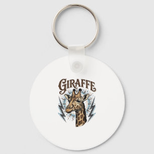Vintage gravierte Giraffe Blitz T-Shirt Design_ Schlüsselanhänger