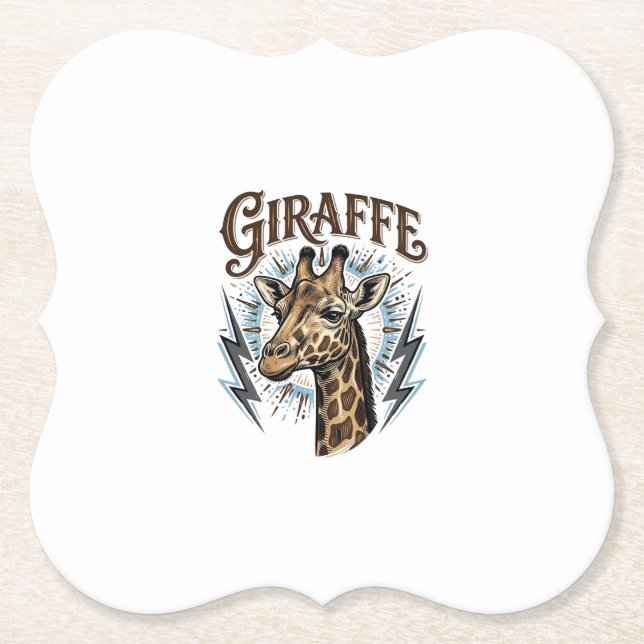 Vintage gravierte Giraffe Blitz T-Shirt Design_ Untersetzer (Vorderseite)