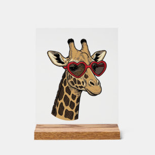 Vintage gravierte Giraffe Herz Sonnenbrille Design Acrylschild