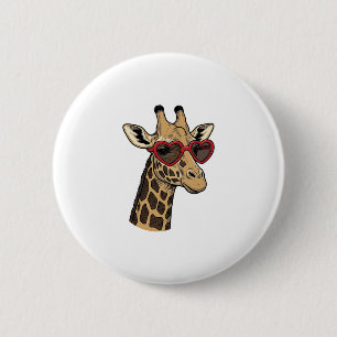 Vintage gravierte Giraffe Herz Sonnenbrille Design Button