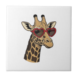 Vintage gravierte Giraffe Herz Sonnenbrille Design Fliese