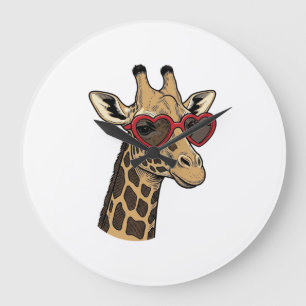 Vintage gravierte Giraffe Herz Sonnenbrille Design Große Wanduhr