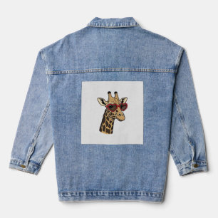 Vintage gravierte Giraffe Herz Sonnenbrille Design Jeansjacke
