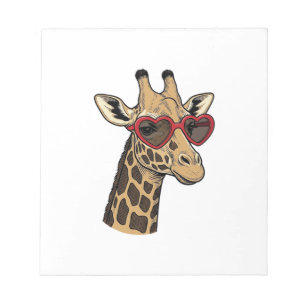 Vintage gravierte Giraffe Herz Sonnenbrille Design Notizblock